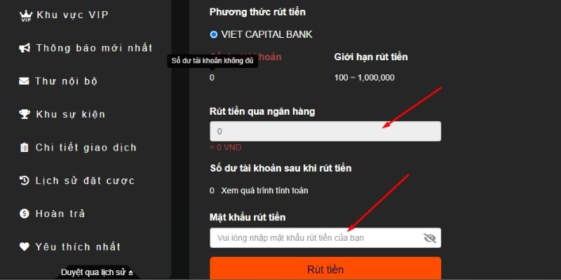 Điền thông tin rút tiền nohu90 đầy đủ và chuẩn xác